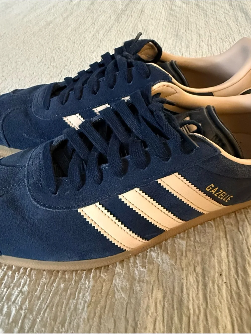 adidas Men’s Navy Suede Sneakers with Cream Accents